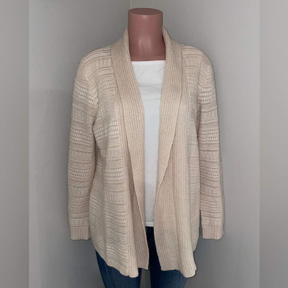 Chico’s Shimmer Open Front Cardigan